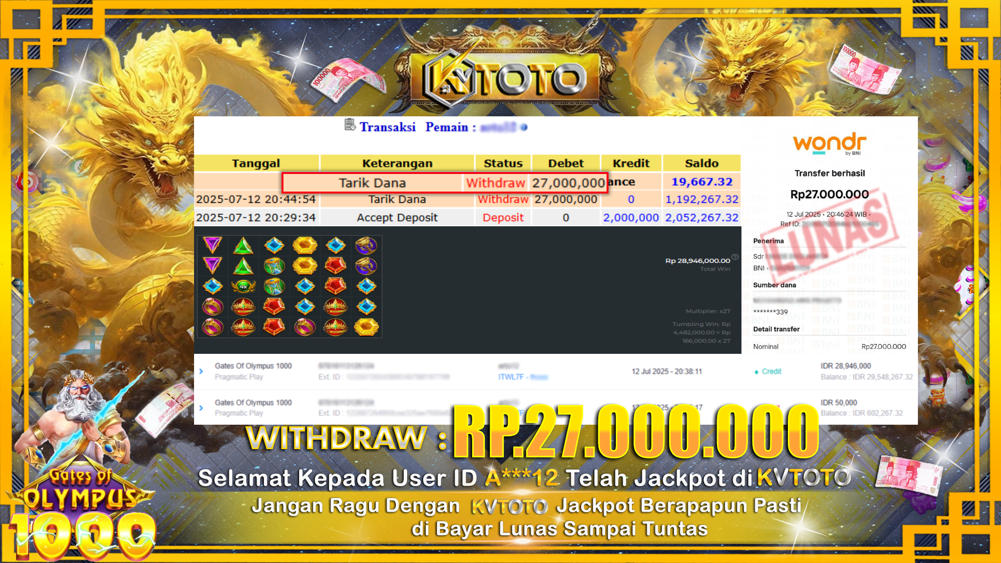 ✨ JACKPOT Di SLOT GATES OF OLYMPUS 1000 ✨