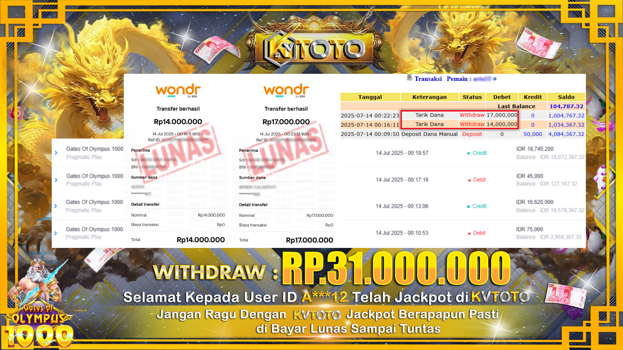 ✨ JACKPOT Di SLOT GATES OF OLYMPUS 1000 ✨