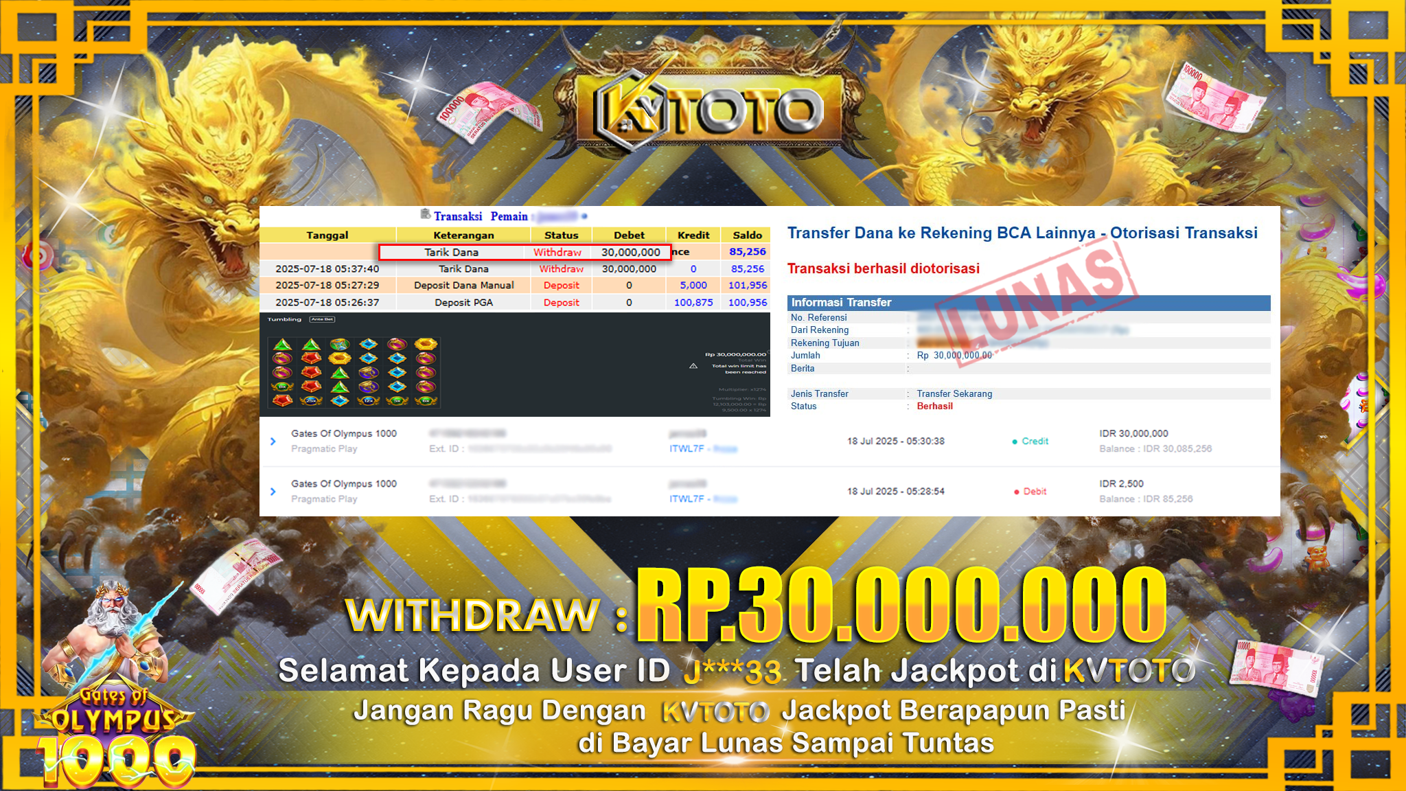 ✨ JACKPOT Di SLOT GATES OF OLYMPUS 1000 ✨