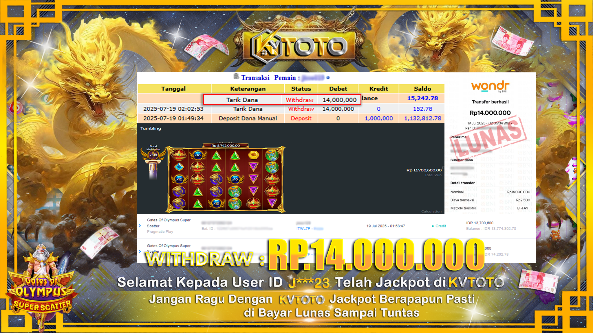✨ JACKPOT Di SLOT GATES OF OLYMPUS SUPER SCATTER ✨