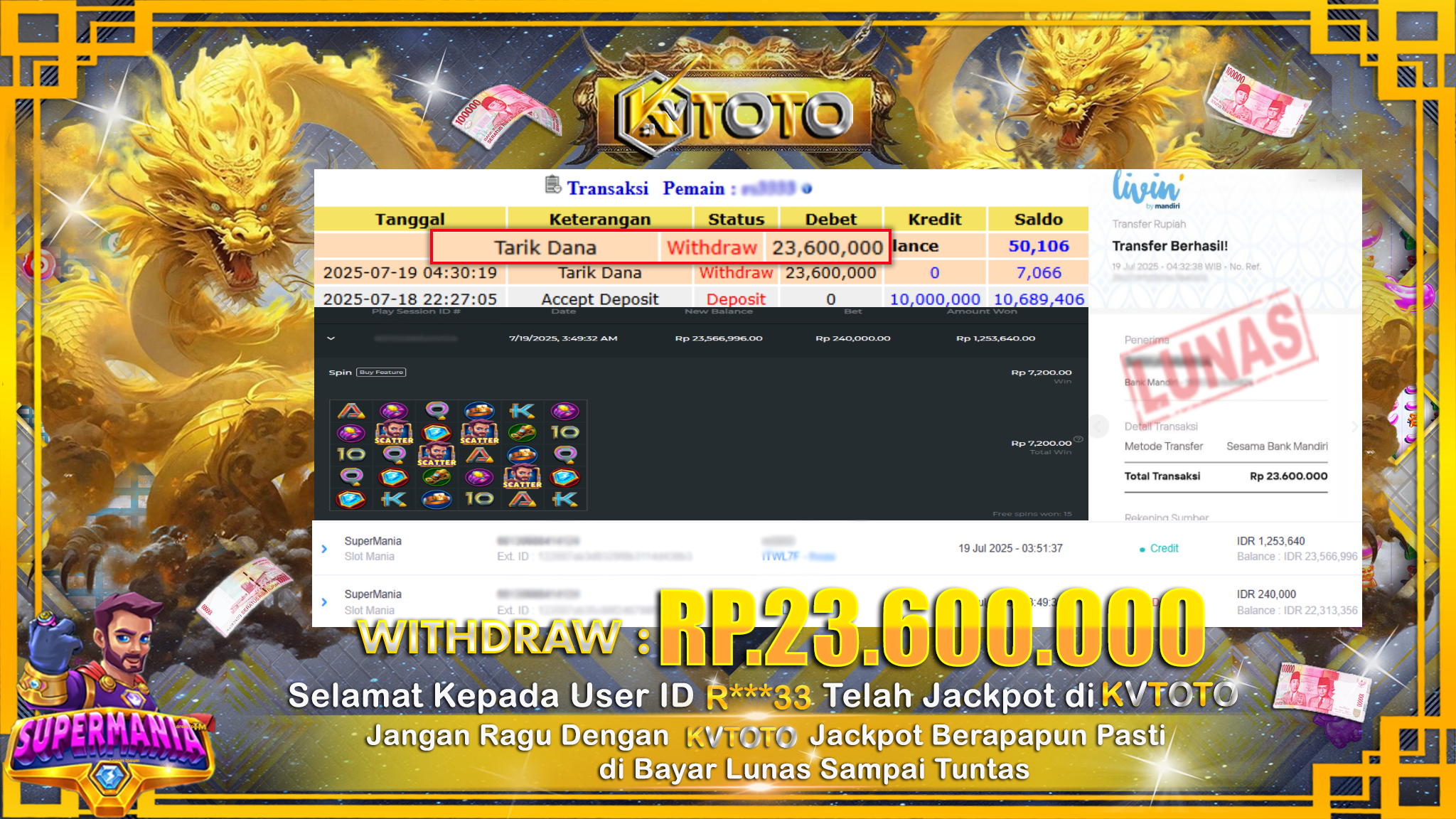 ✨ JACKPOT Di SLOT SUPERMANIA ✨