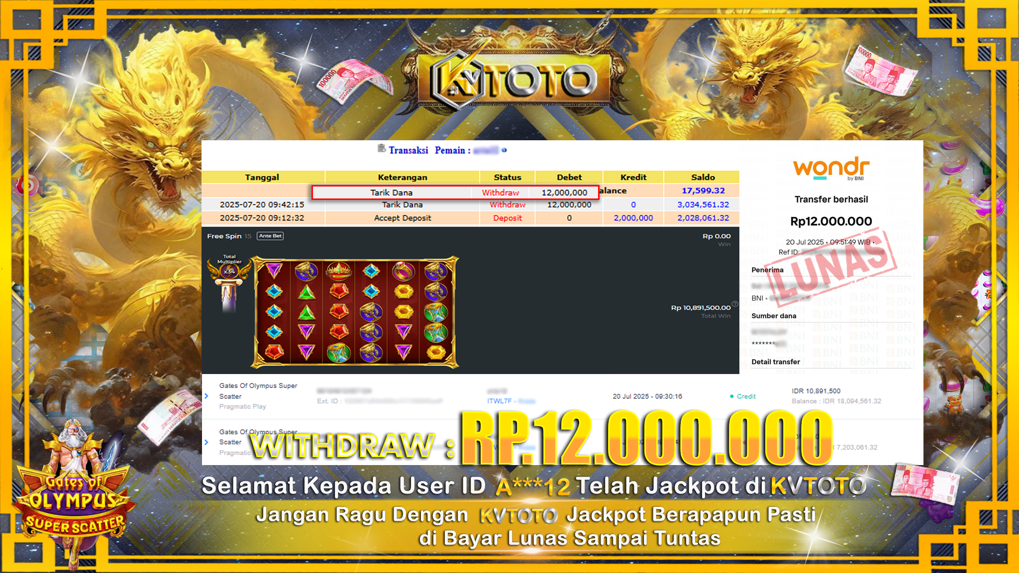 ✨ JACKPOT Di SLOT GATES OF OLYMPUS SUPER SCATTER ✨