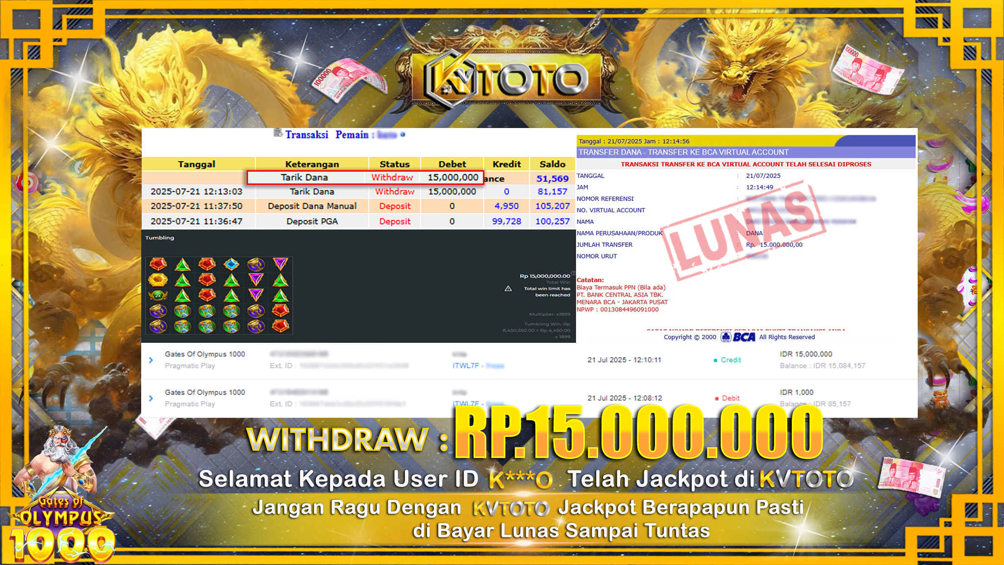 ✨ JACKPOT Di SLOT GATES OF OLYMPUS 1000 ✨