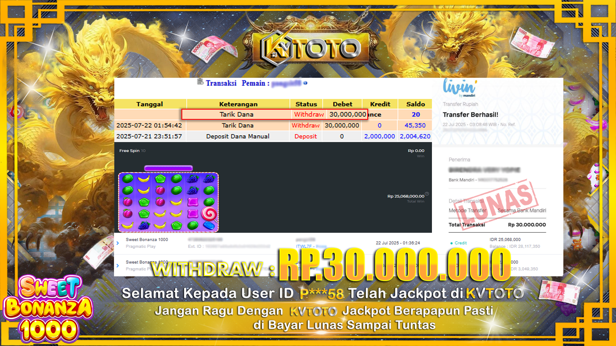 ✨ JACKPOT Di SLOT SWEET BONANZA 1000 ✨