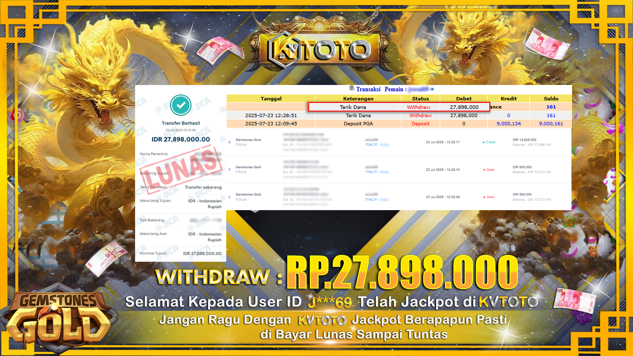✨ JACKPOT Di SLOT GEMSTONES GOLD ✨