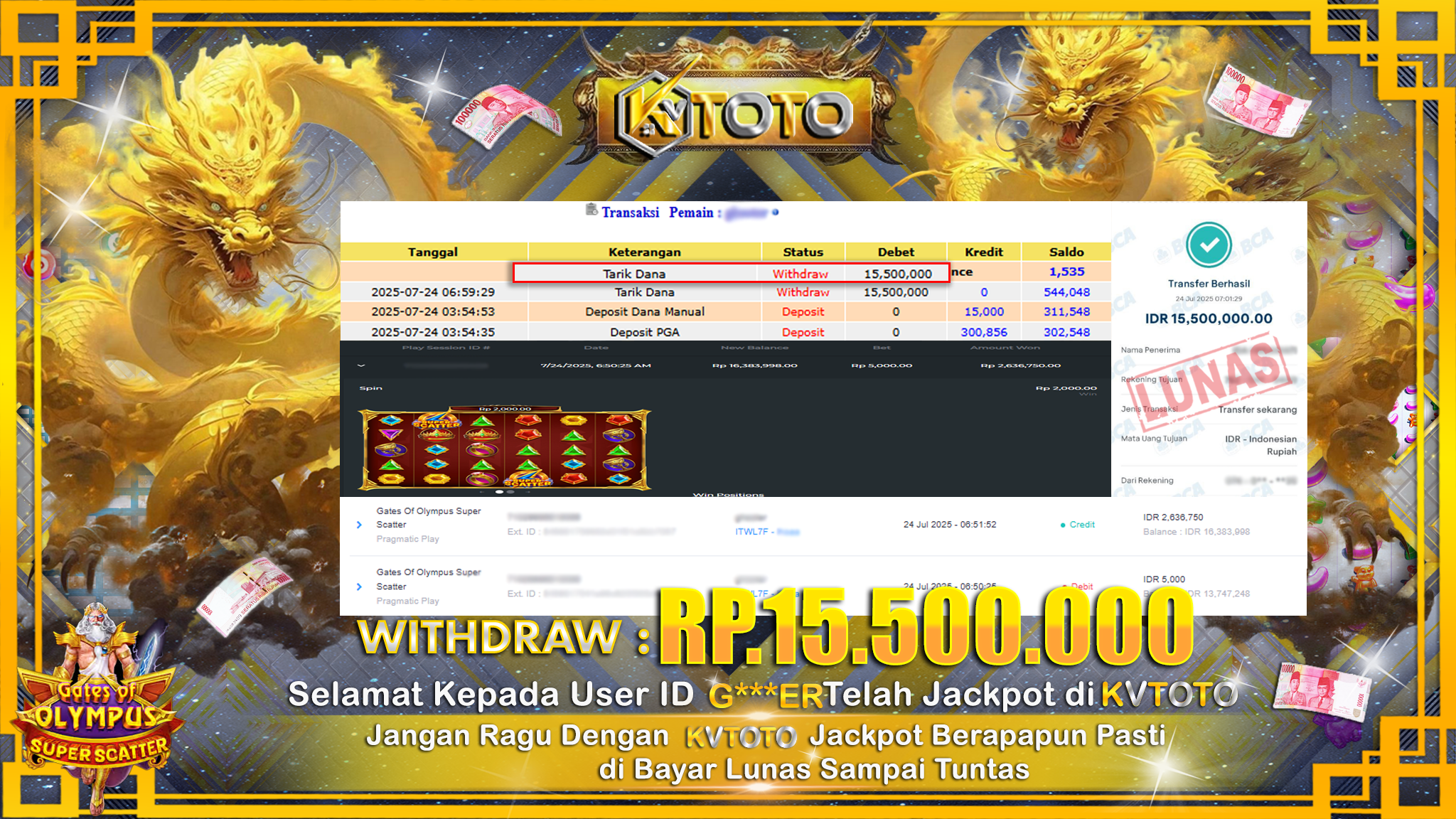 ✨ JACKPOT Di SLOT GATES OF OLYMPUS SUPER SCATTER ✨