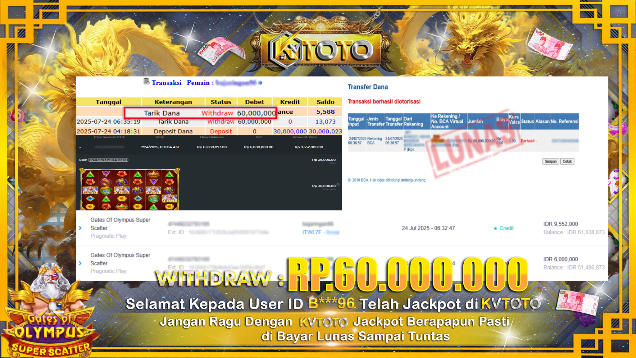 ✨ JACKPOT Di SLOT GATES OF OLYMPUS SUPER SCATTER ✨