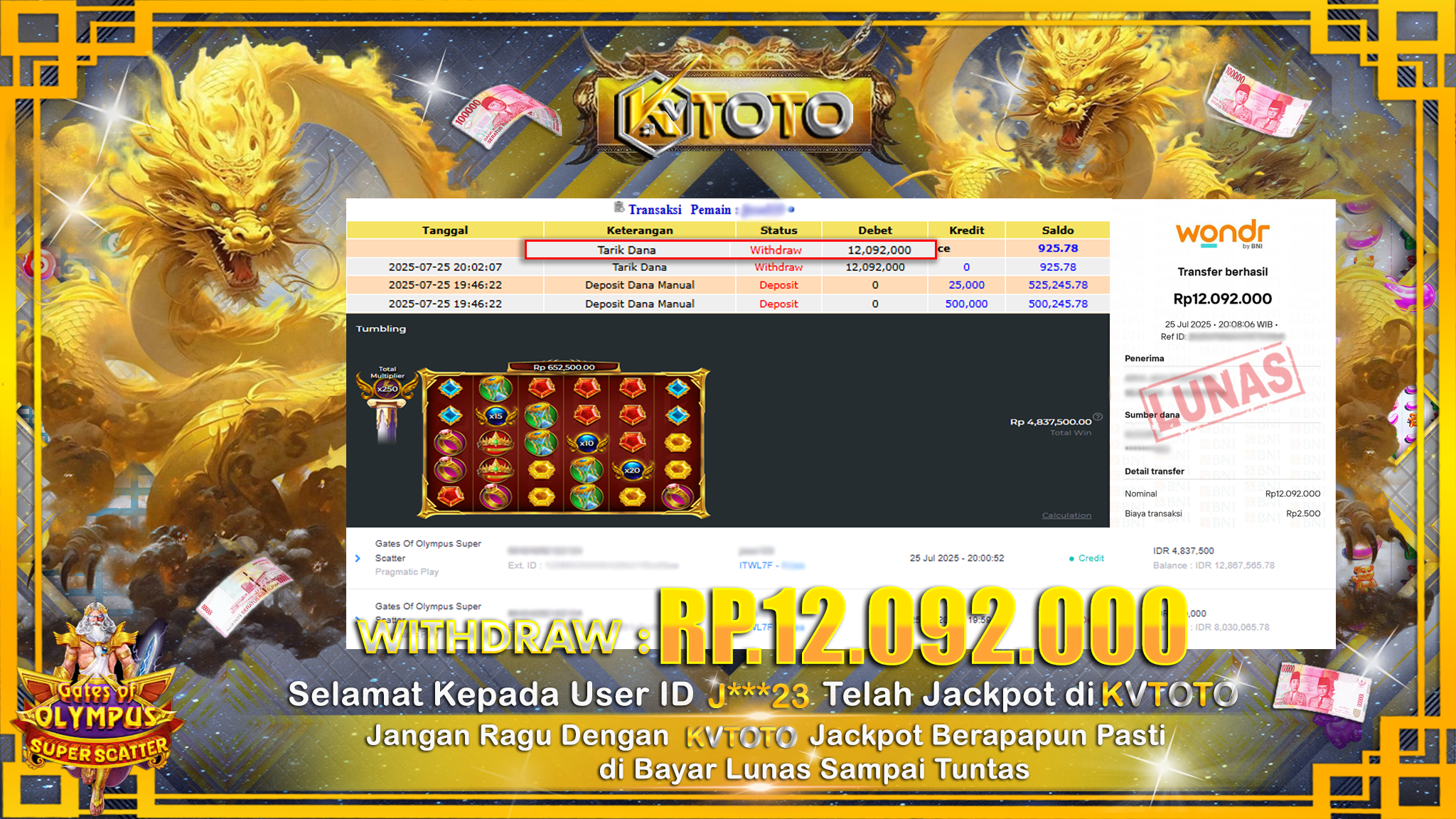 ✨ JACKPOT Di SLOT GATES OF OLYMPUS SUPER SCATTER ✨
