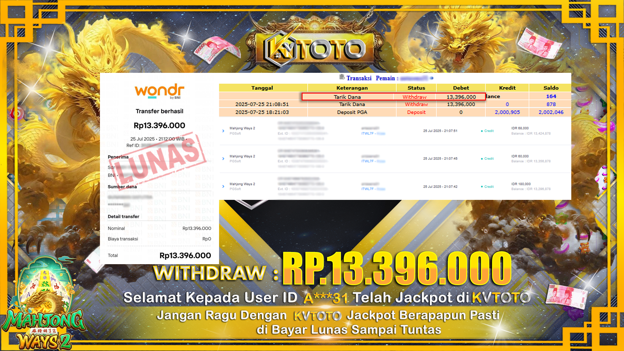 ✨ JACKPOT Di SLOT MAHJONG WAYS 2 ✨