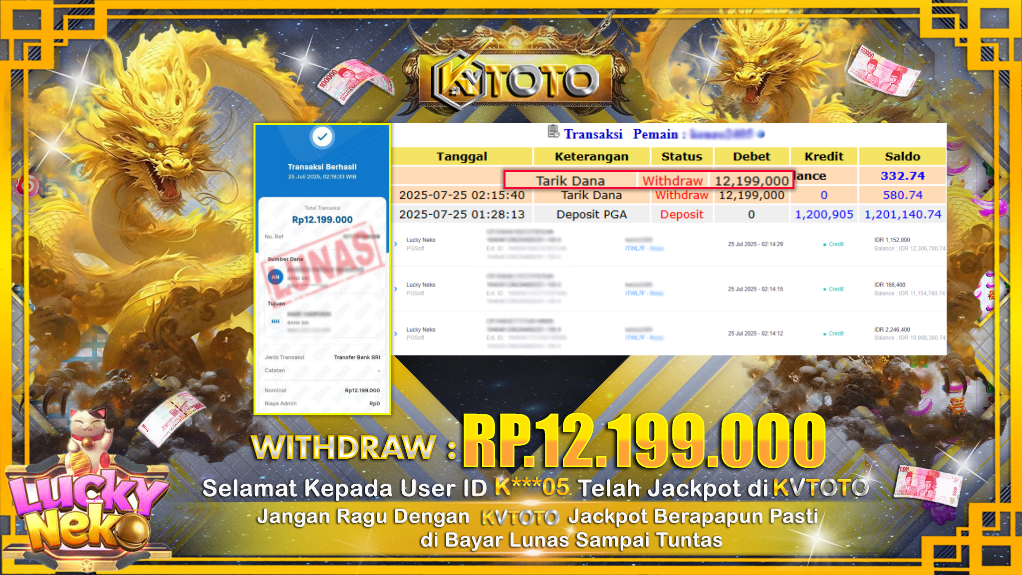✨ JACKPOT Di SLOT LUCKY NEKO✨