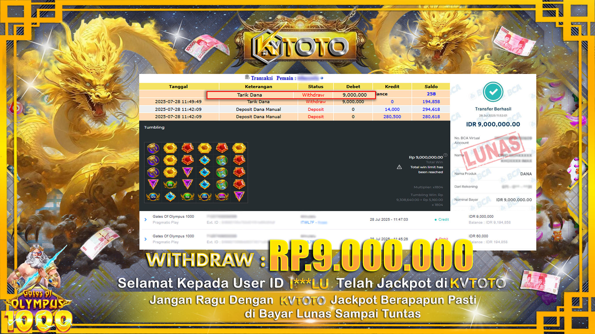 ✨ JACKPOT Di SLOT GATES OF OLYMPUS 1000 ✨