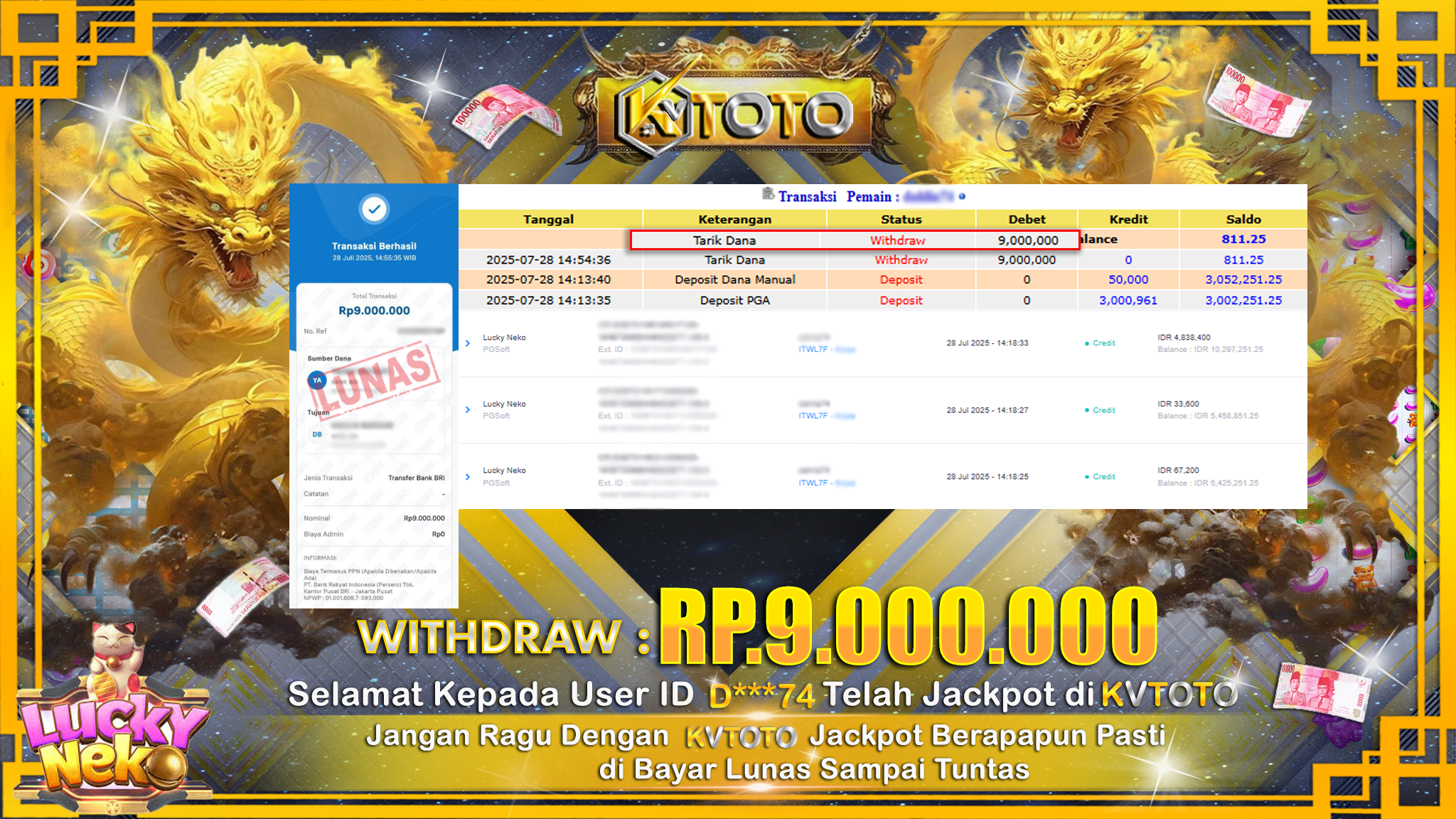 ✨ JACKPOT Di SLOT LUCKY NEKO✨