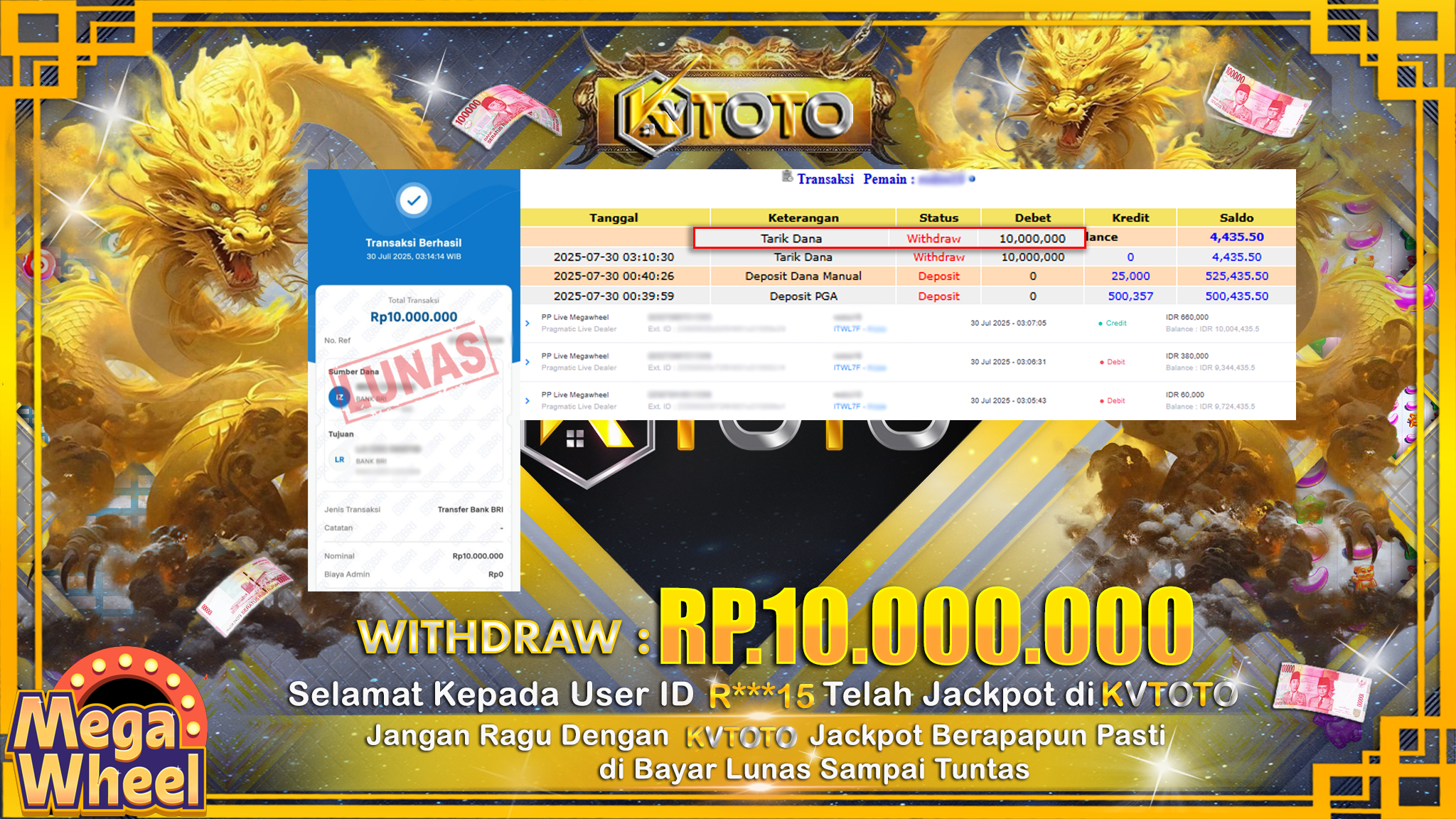 ✨ JACKPOT Di PP Live Megawheel ✨