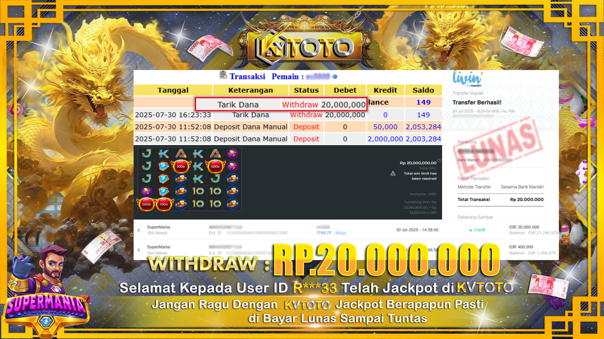 ✨ JACKPOT Di SLOT SUPERMANIA ✨