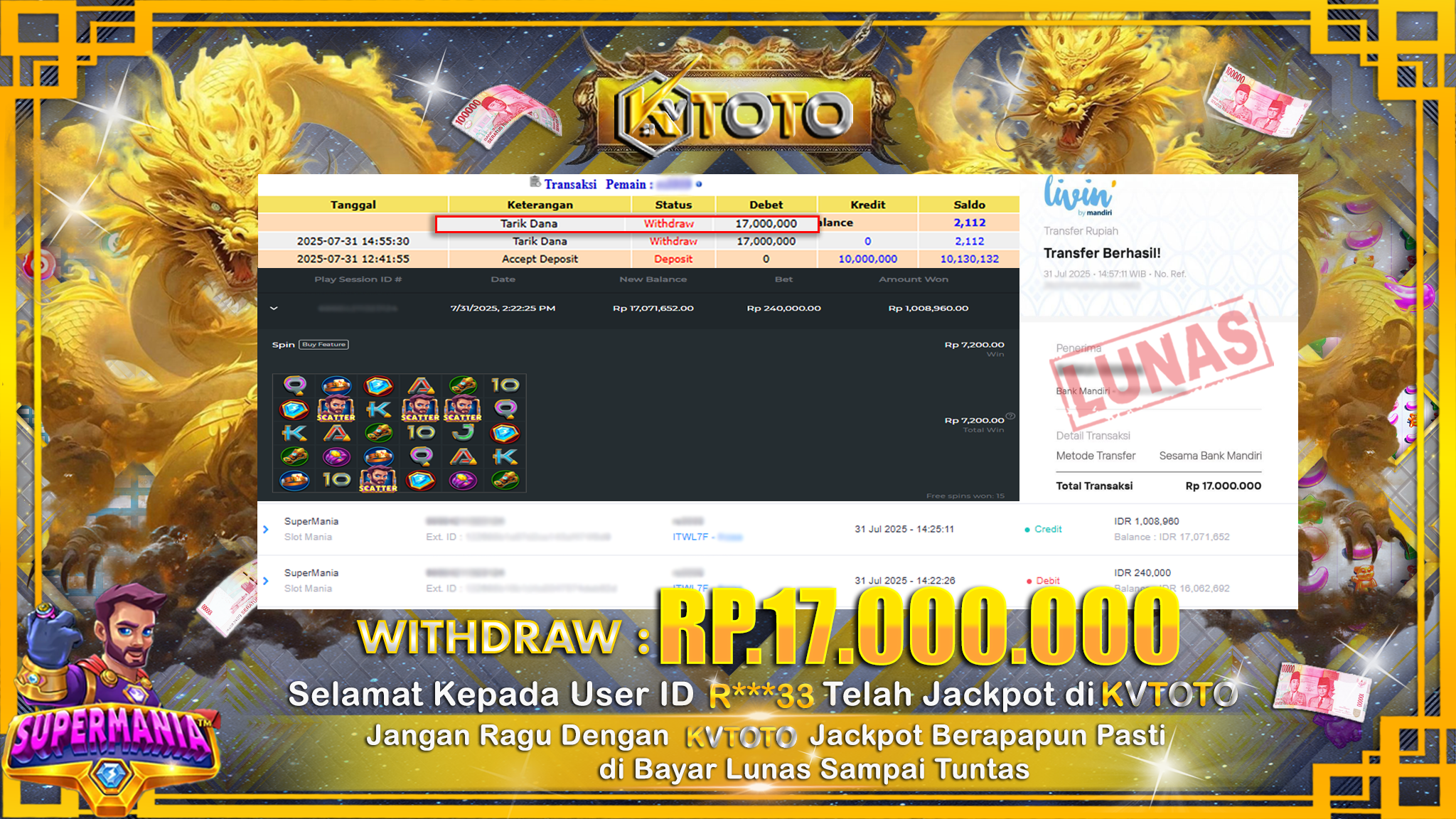 ✨ JACKPOT Di SLOT SUPERMANIA ✨