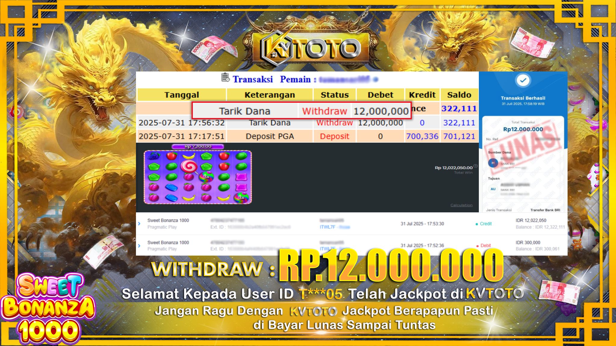 ✨ JACKPOT Di SLOT SWEET BONANZA 1000 ✨