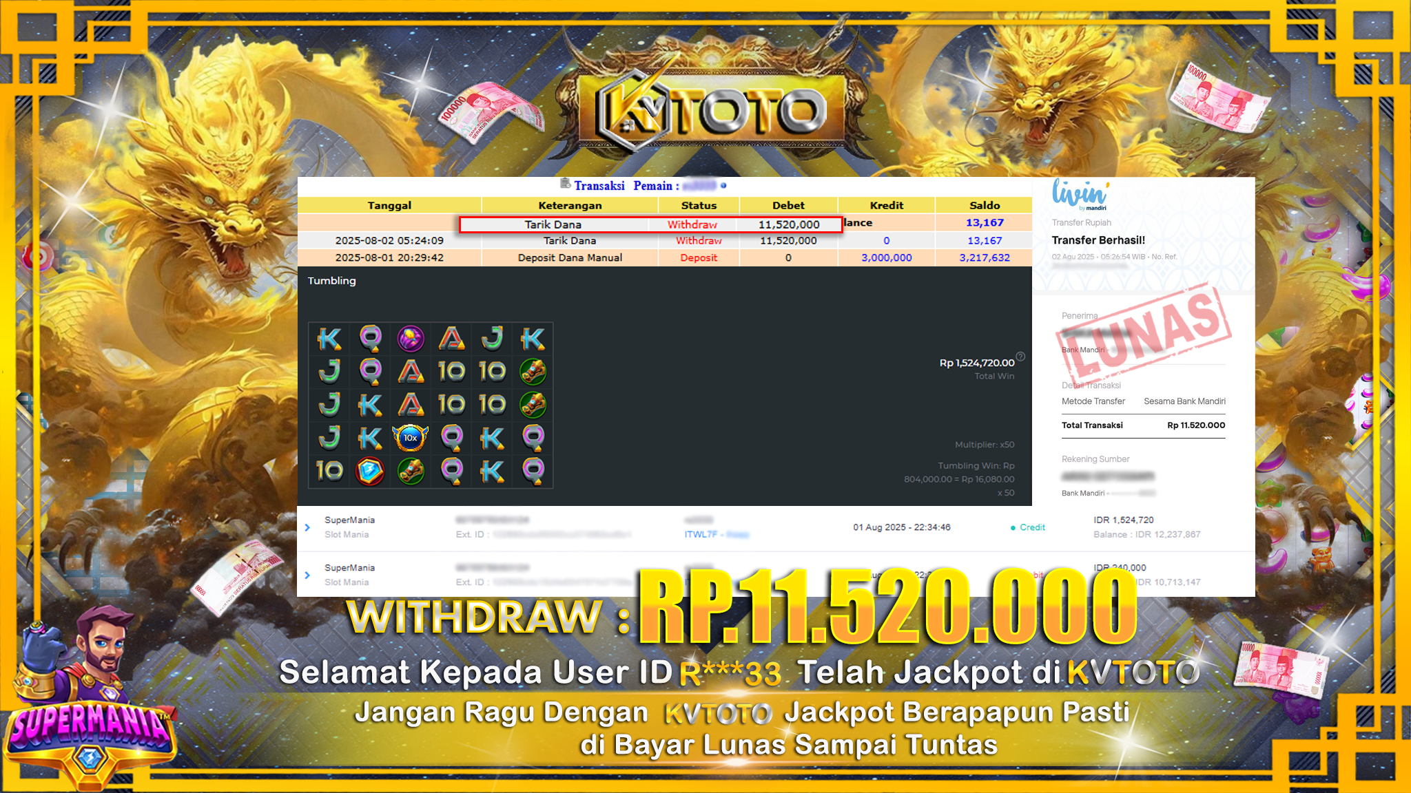 ✨ JACKPOT Di SLOT SUPERMANIA ✨