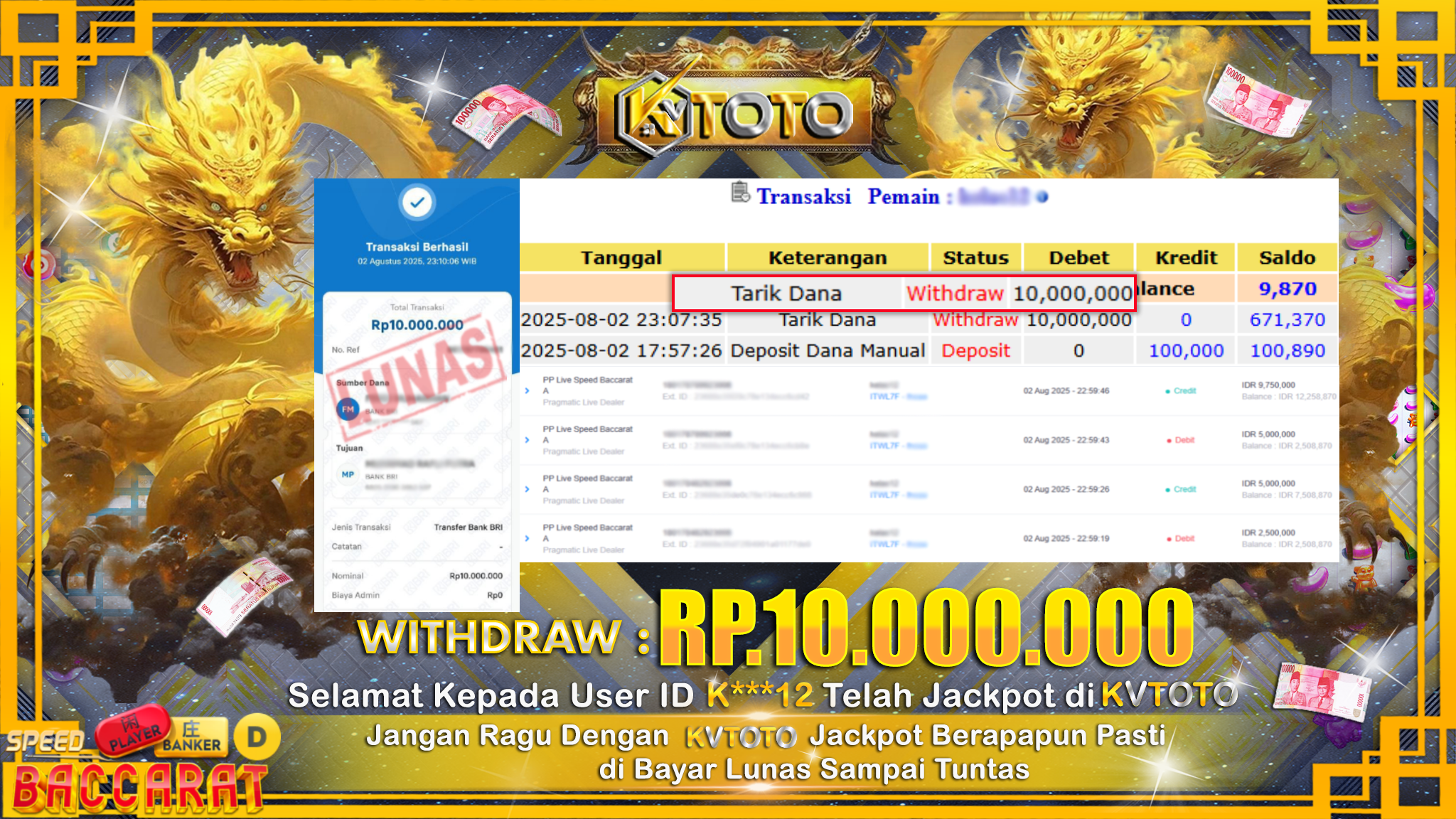 ✨ JACKPOT Di SPEED BACCARAT ✨