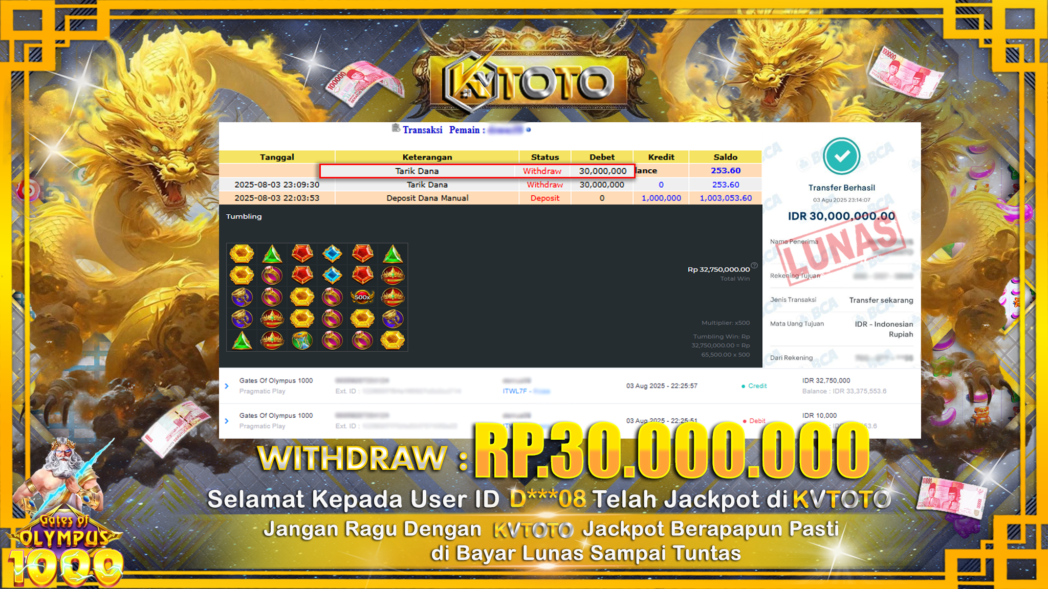 ✨ JACKPOT Di SLOT GATES OF OLYMPUS 1000 ✨