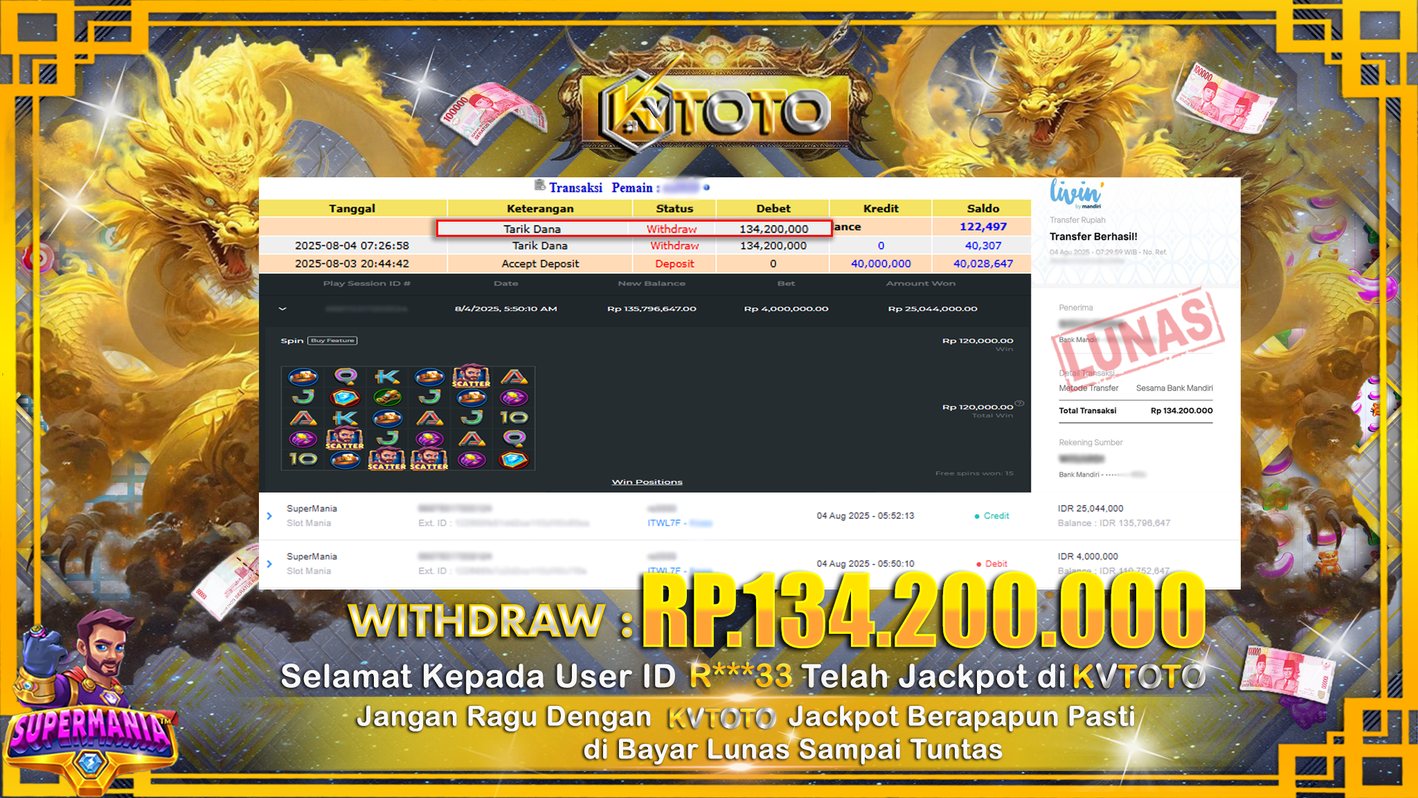 ✨ JACKPOT Di SLOT SUPERMANIA ✨