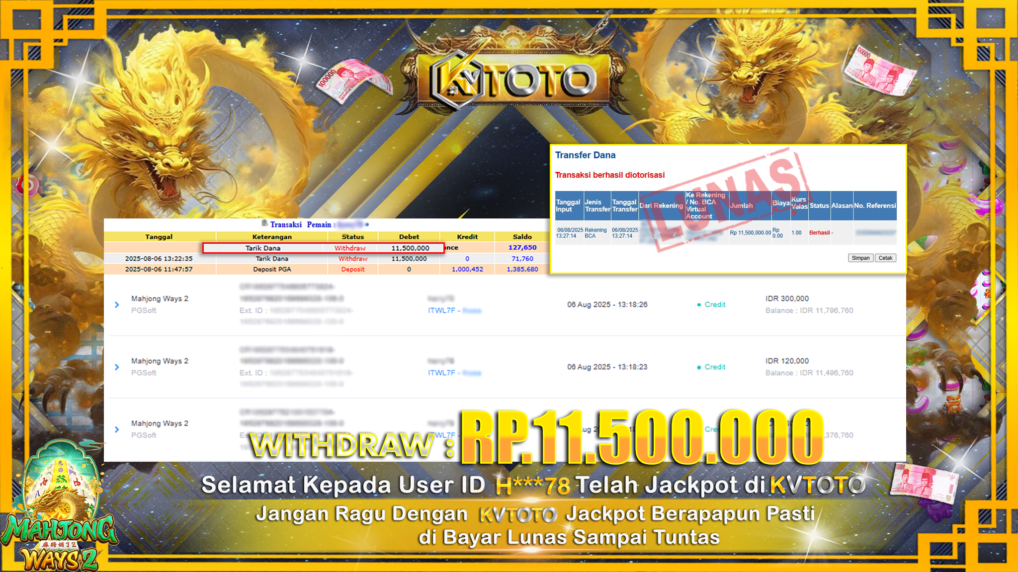✨ JACKPOT Di SLOT MAHJONG WAYS 2 ✨