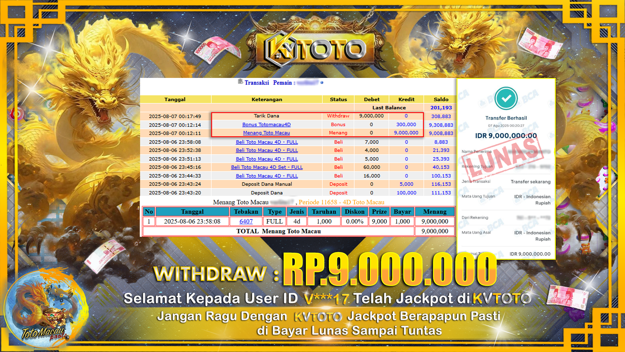 ✨ JACKPOT Di TOTOMACAU 4D ✨