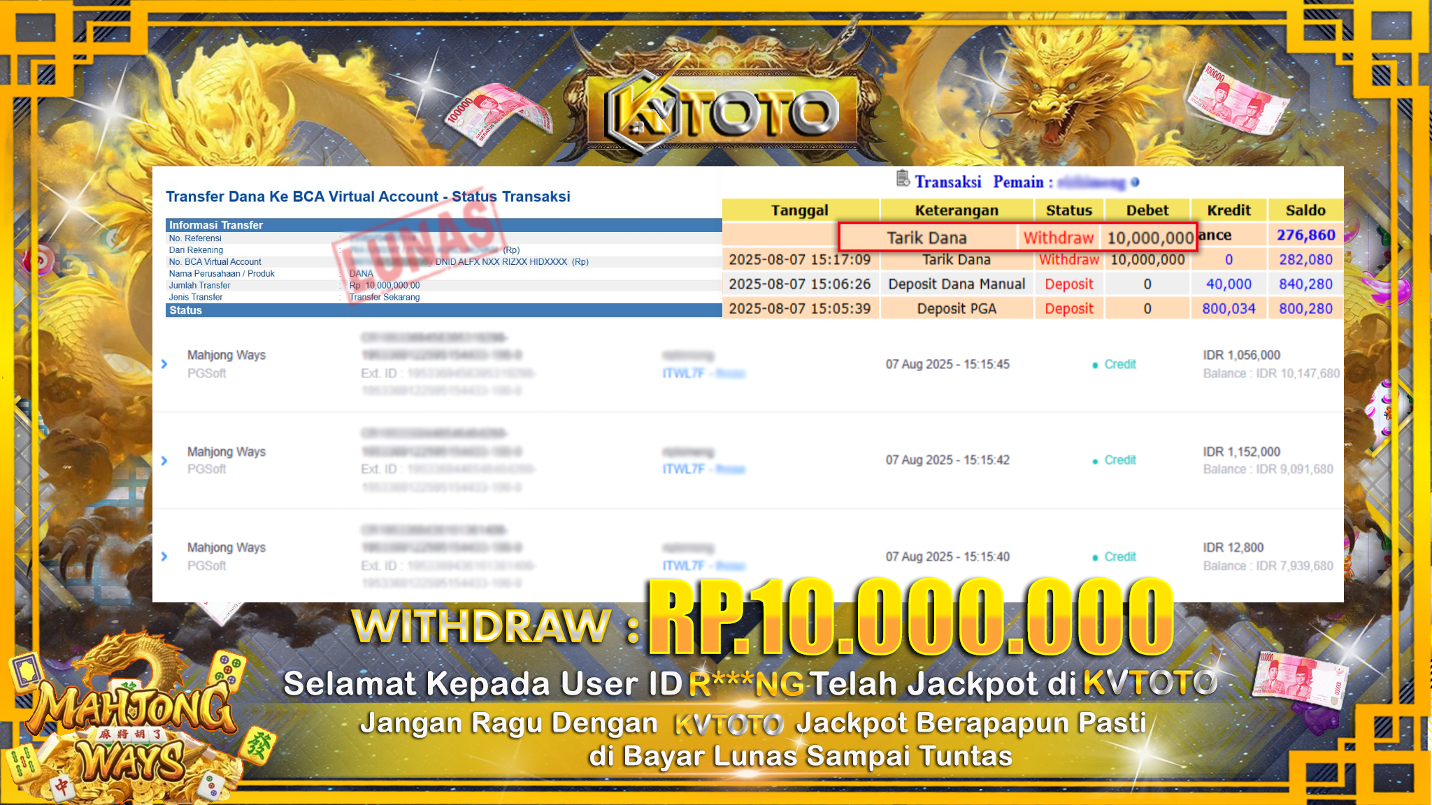 ✨ JACKPOT Di SLOT MAHJONG WAYS ✨