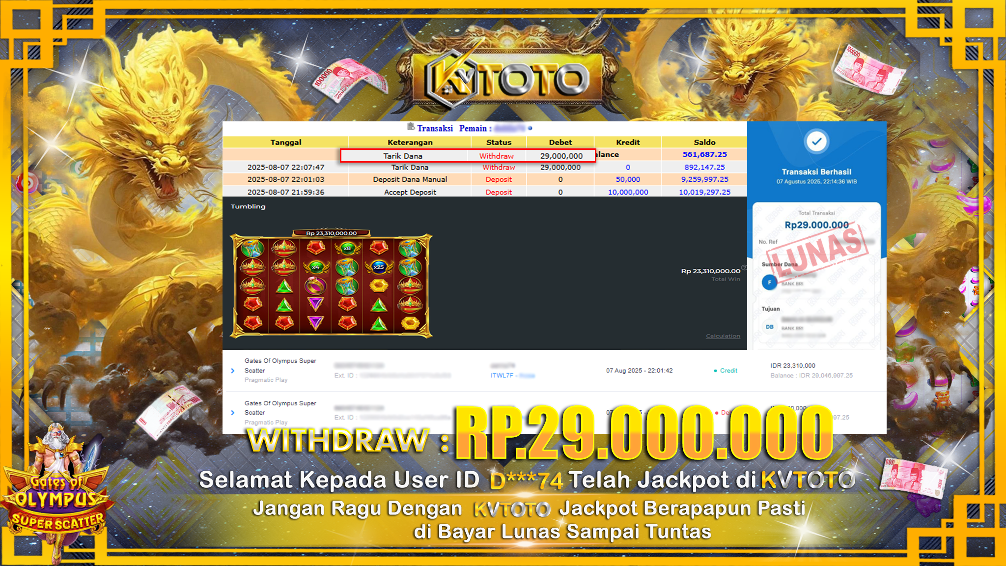 ✨ JACKPOT Di SLOT GATES OF OLYMPUS SUPER SCATTER ✨