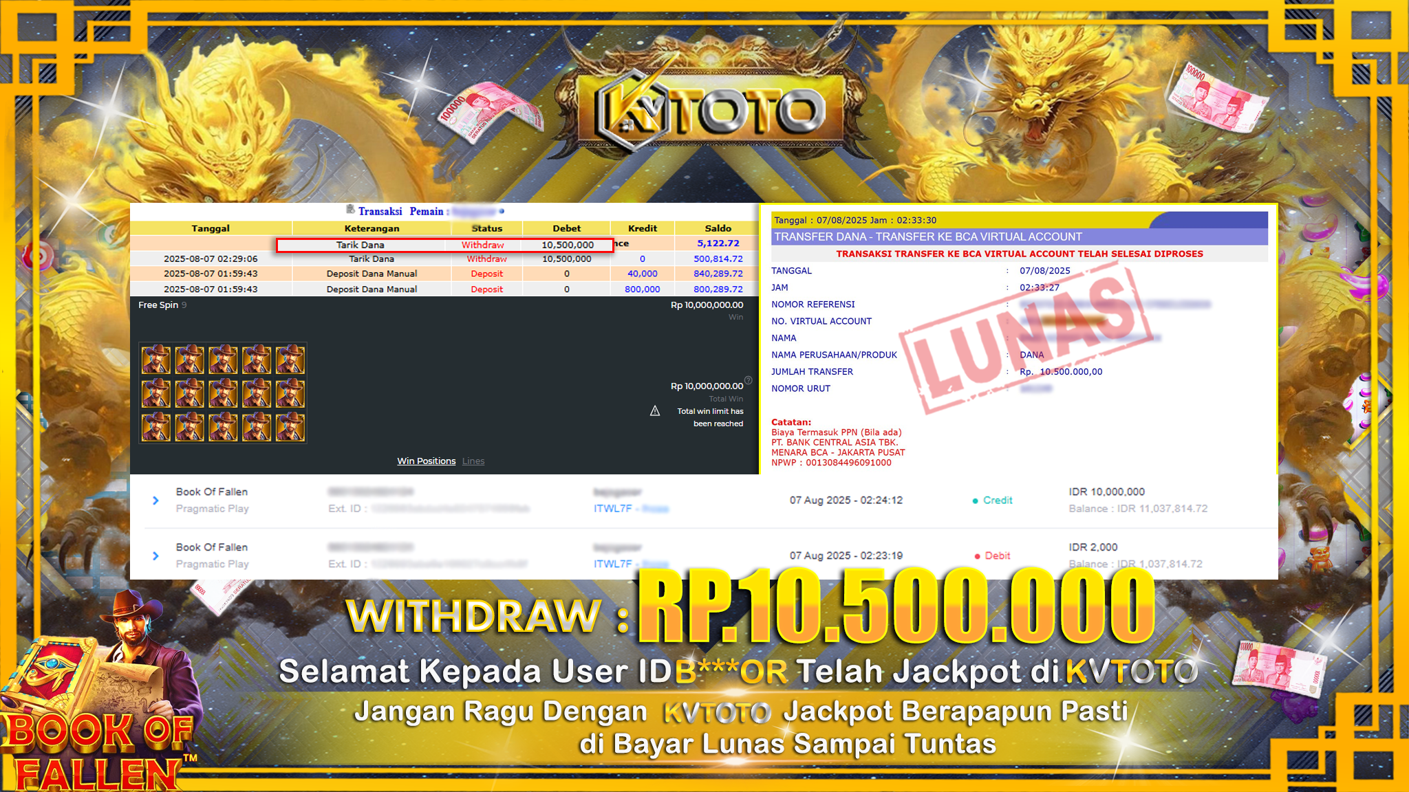 ✨ JACKPOT Di SLOT BOOK OF FALLEN ✨