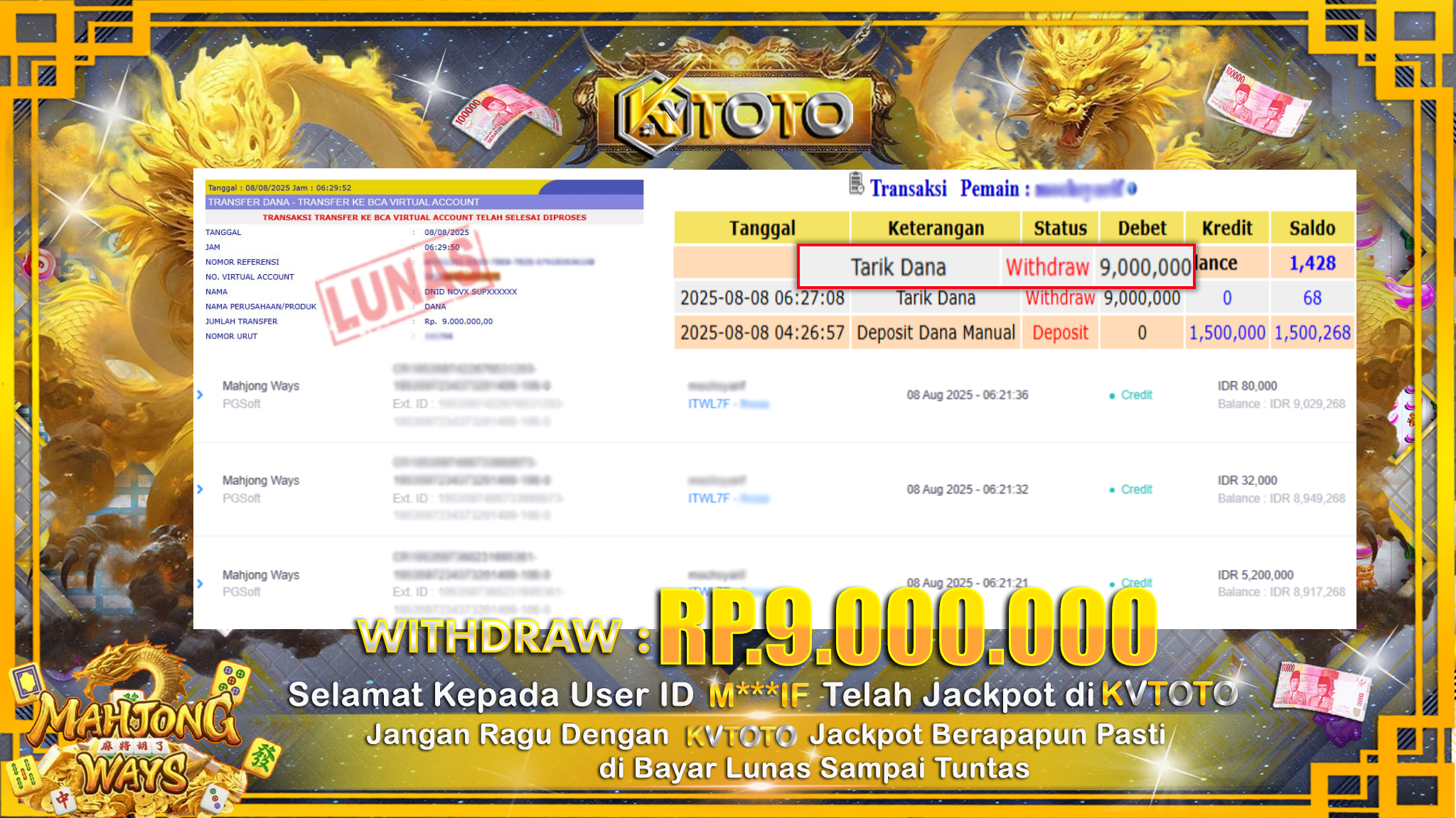 ✨ JACKPOT Di SLOT MAHJONG WAYS  ✨