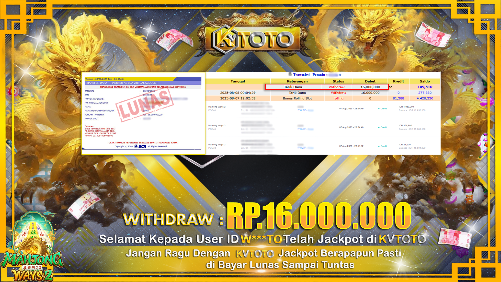✨ JACKPOT Di SLOT MAHJONG WAYS 2 ✨