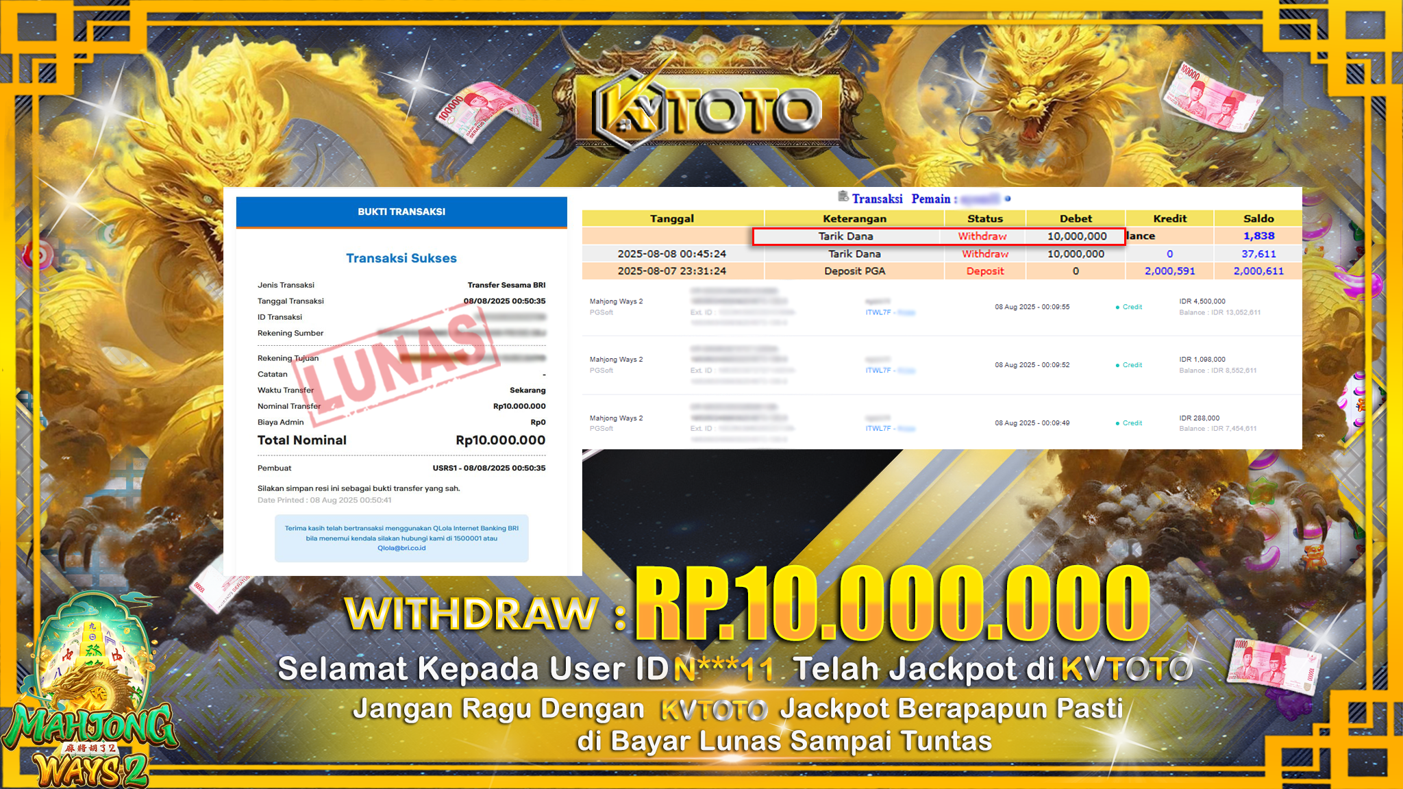 ✨ JACKPOT Di SLOT MAHJONG WAYS 2 ✨
