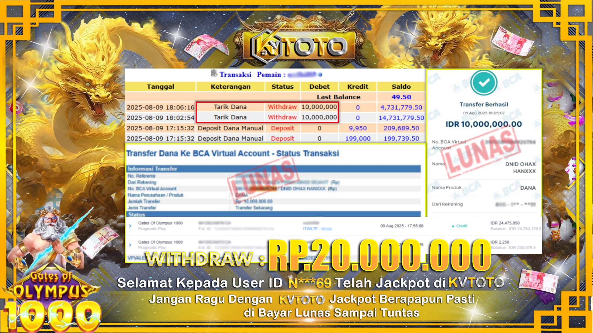 ✨ JACKPOT Di SLOT GATES OF OLYMPUS 1000 ✨