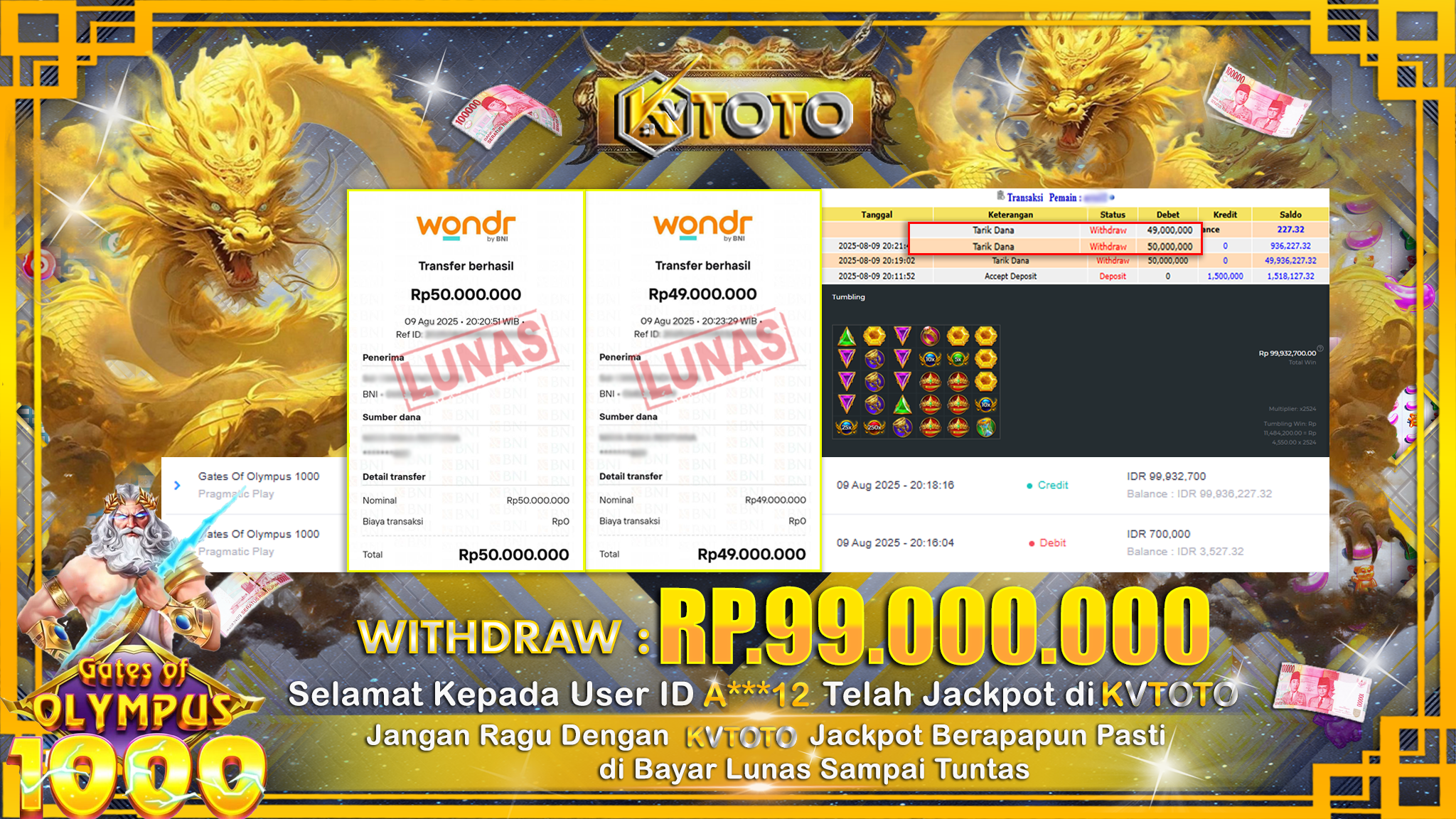 ✨ JACKPOT Di SLOT GATES OF OLYMPUS 1000 ✨