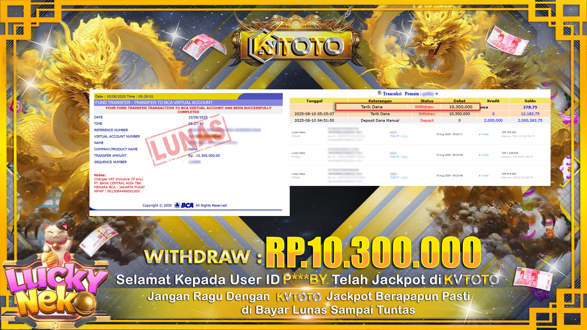 ✨ JACKPOT Di SLOT LUCKY NEKO ✨