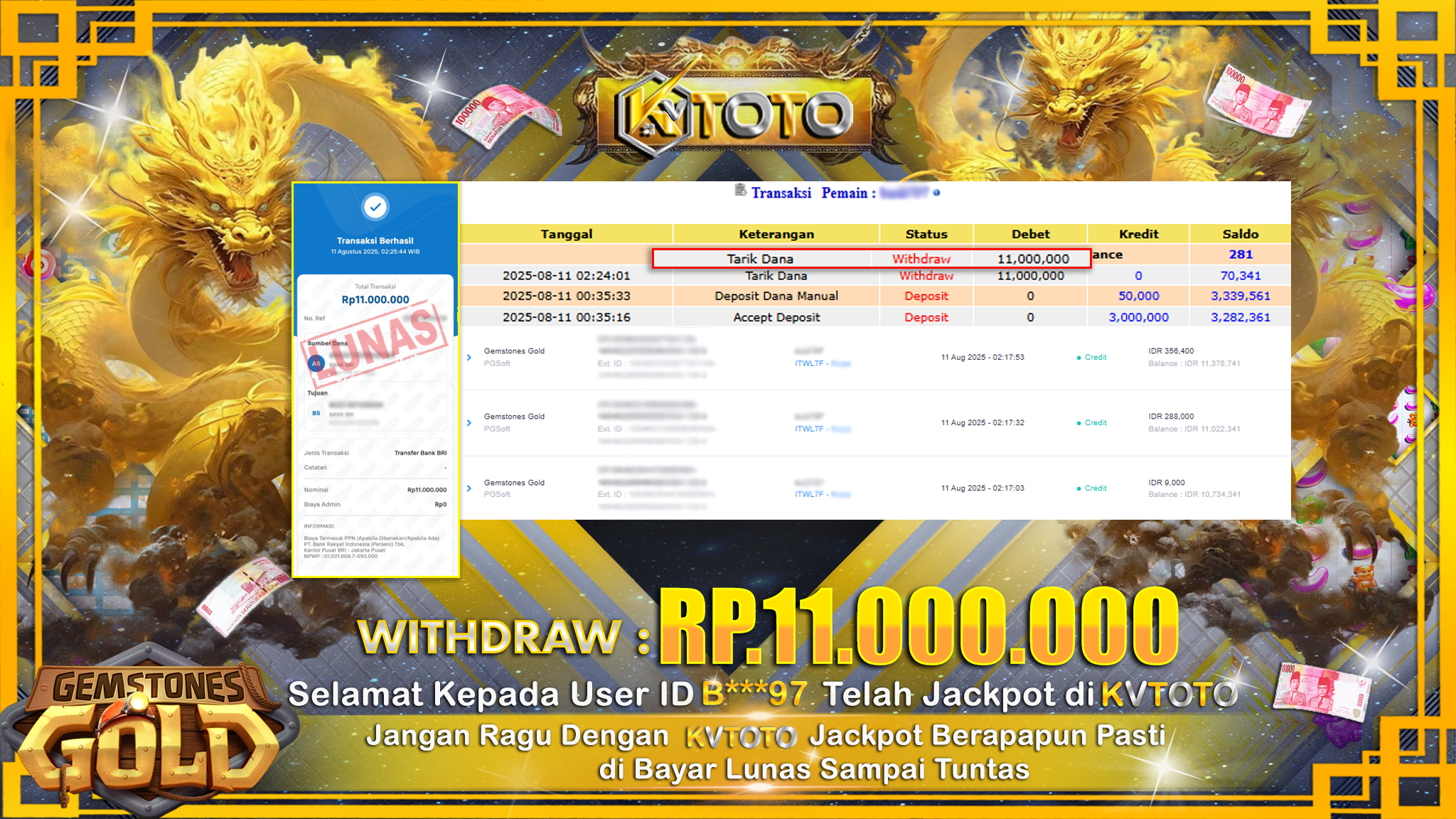 ✨ JACKPOT Di SLOT GEMSTONE GOLD ✨