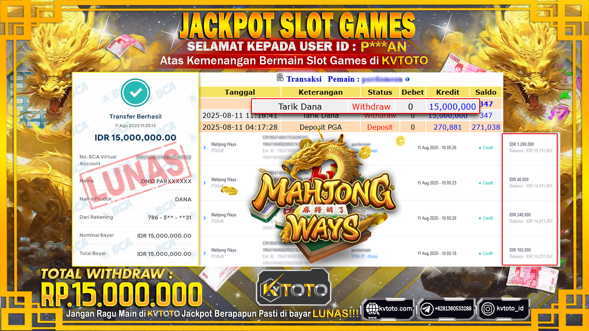 ✨ JACKPOT Di SLOT MAHJONG WAYS ✨