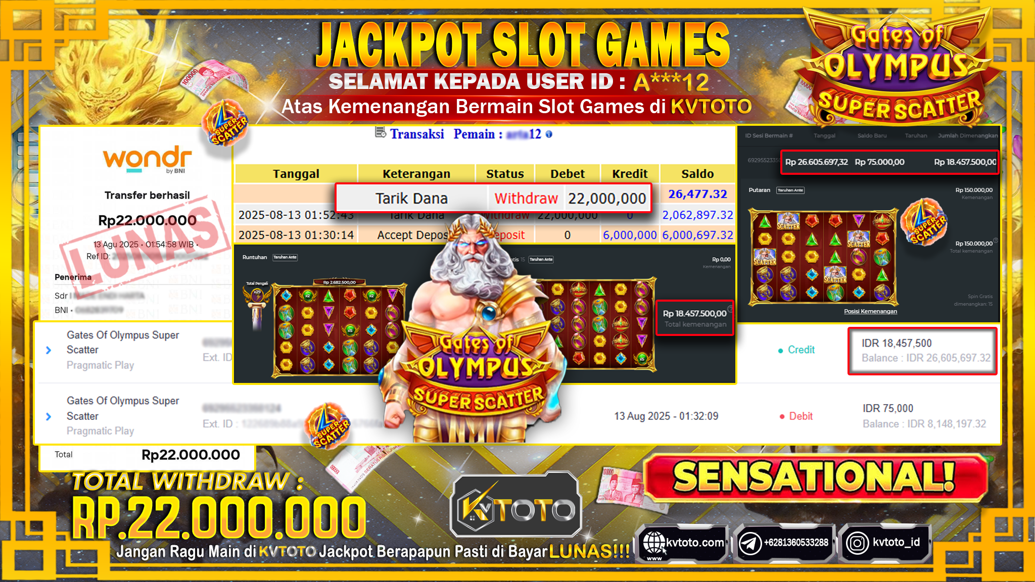 ✨ JACKPOT Di SLOT GATES OF OLYMPUS SUPER SCATTER ✨