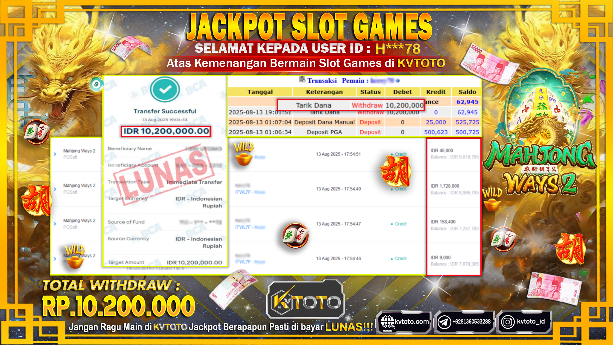 ✨ JACKPOT Di SLOT MAHJONG WAYS 2 ✨
