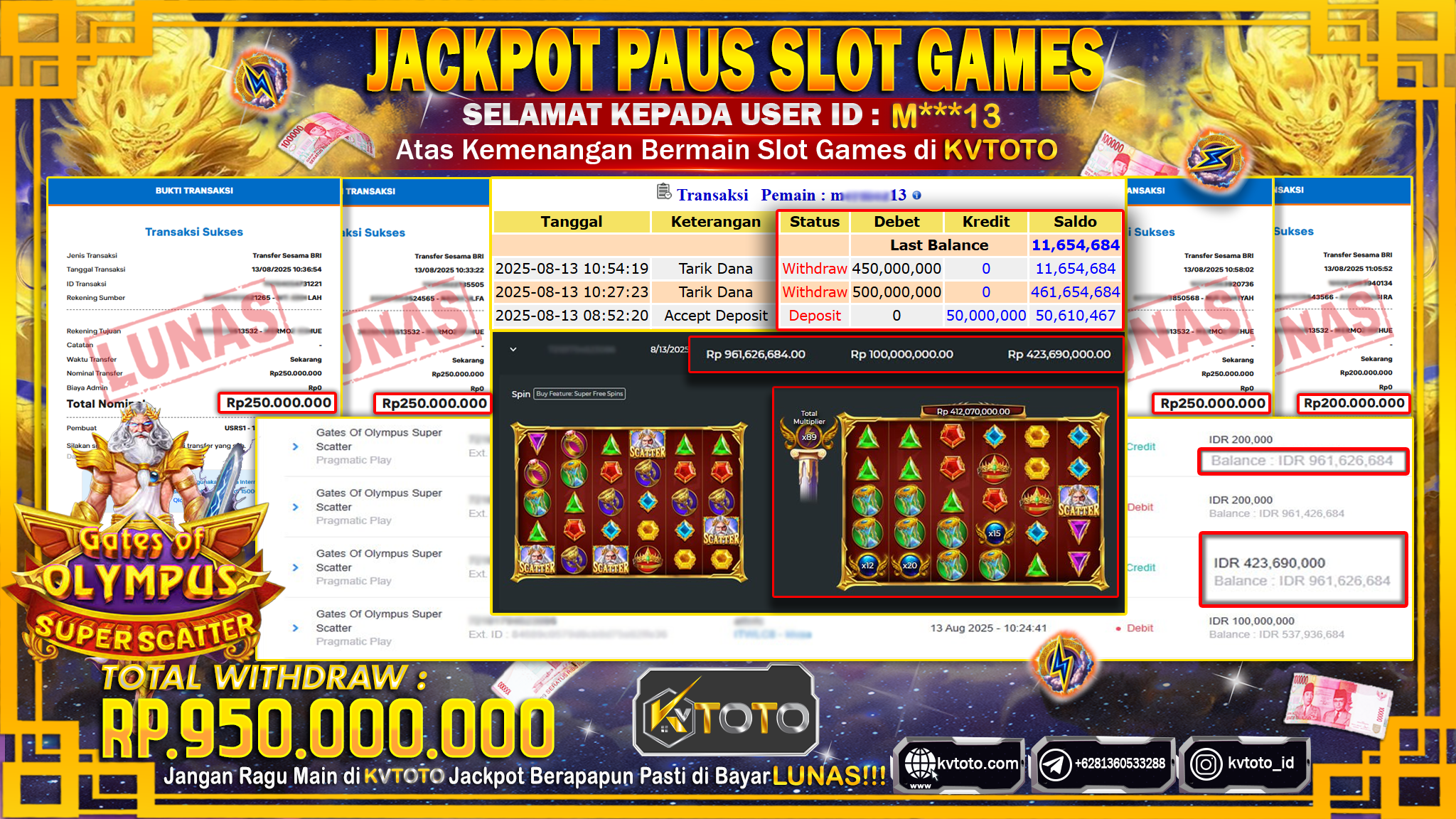 ✨ JACKPOT Di SLOT GATES OF OLYMPUS SUPER SCATTER ✨