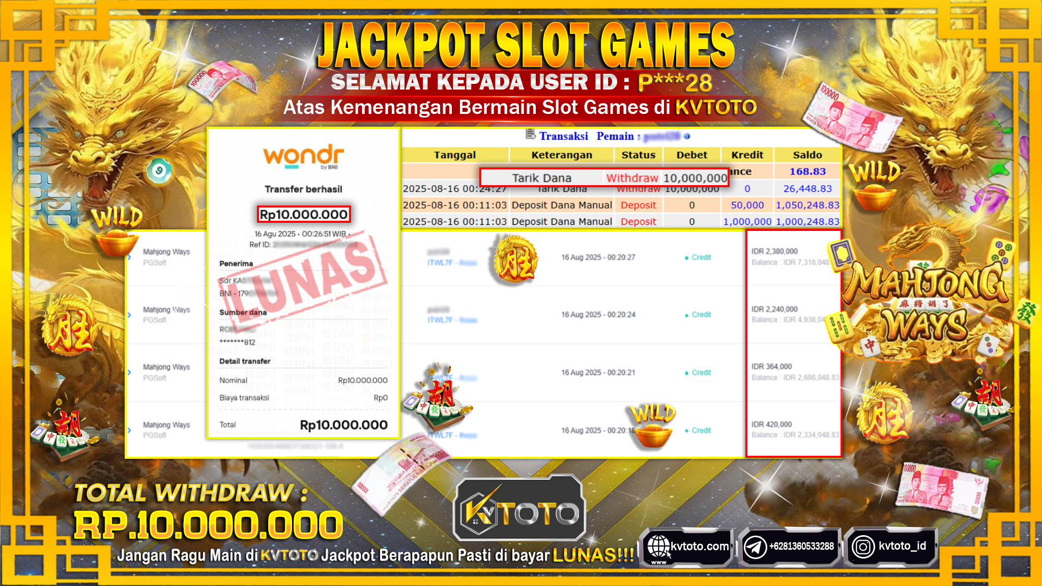 ✨ JACKPOT Di SLOT MAHJONG WAYS ✨