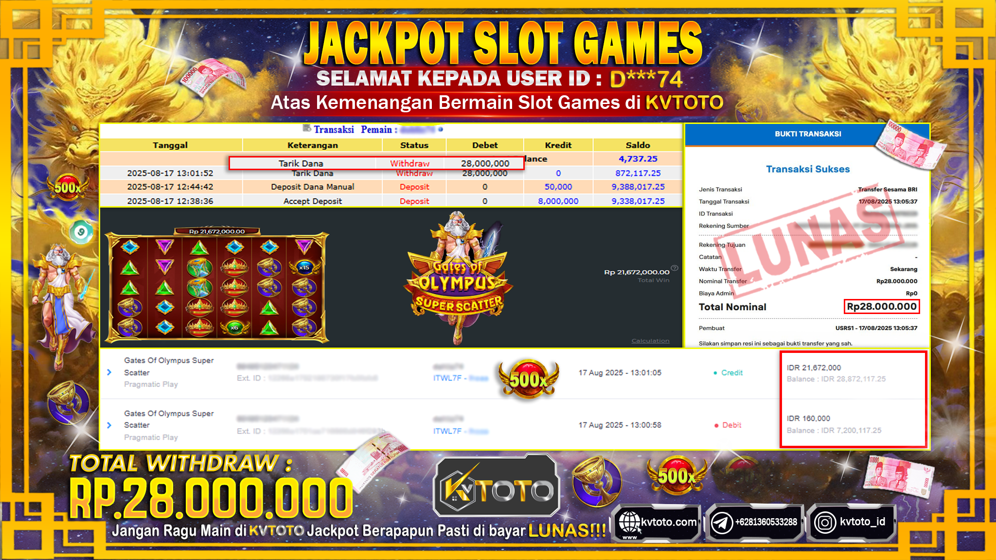 ✨ JACKPOT Di SLOT GATES OF OLYMPUS SUPER SCATTER ✨