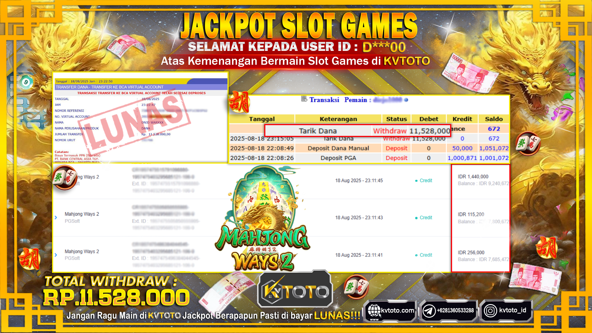 ✨ JACKPOT Di SLOT MAHJONG WAYS 2  ✨