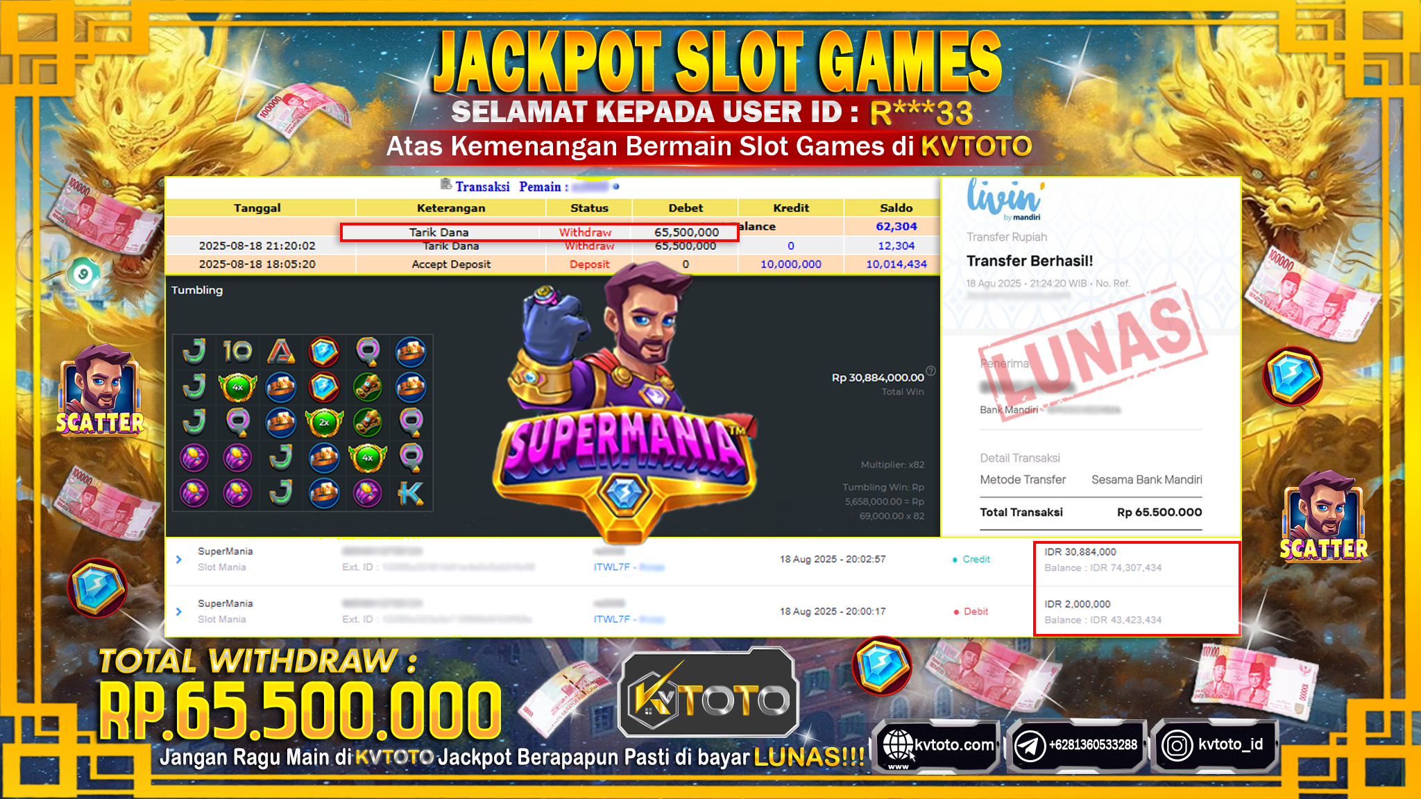 ✨ JACKPOT Di SLOT SUPERMANIA ✨