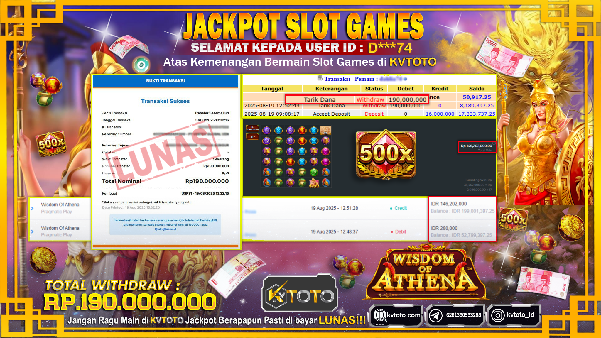 ✨ JACKPOT Di SLOT WISDOM OF ATHENA✨