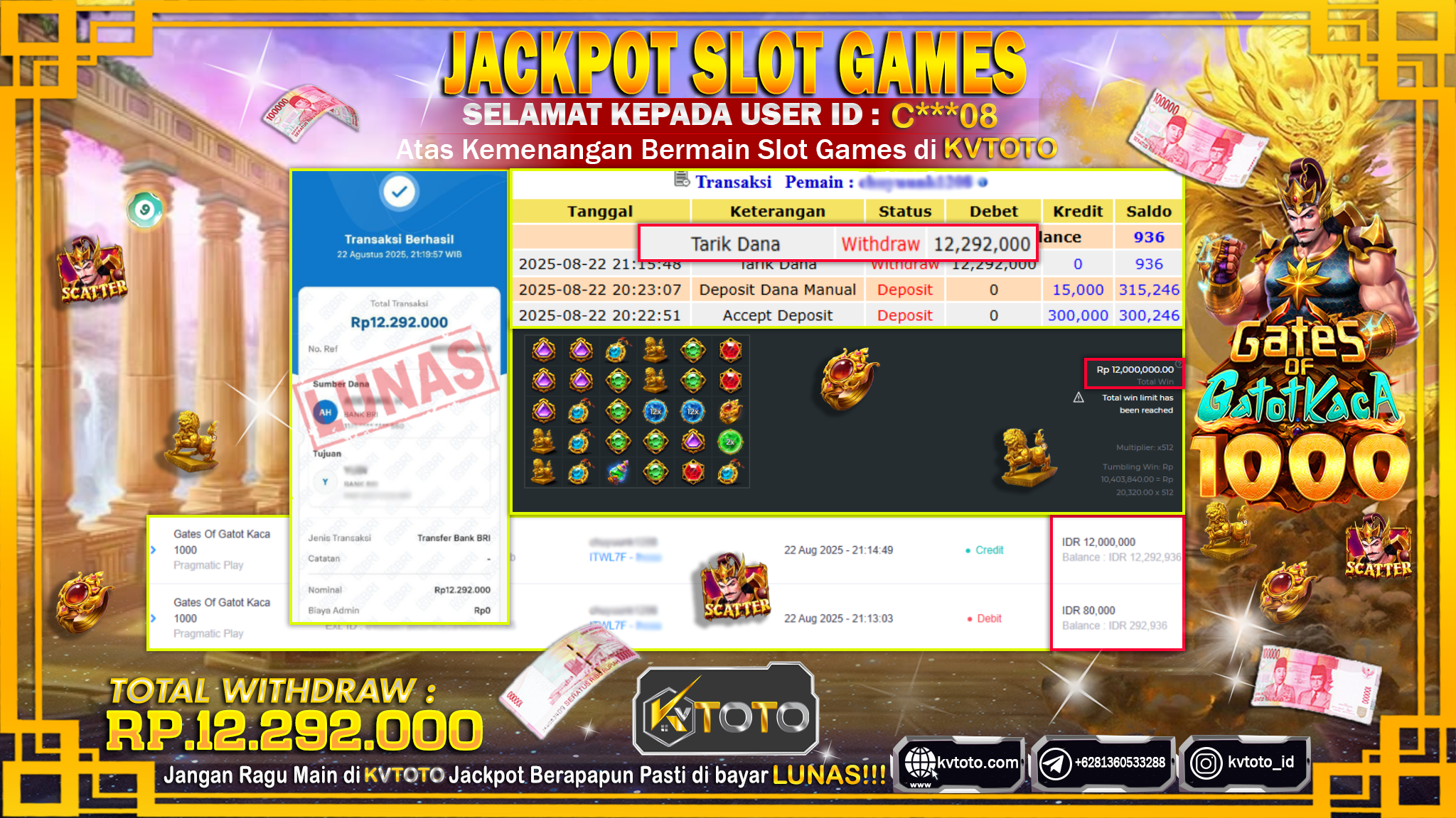 ✨ JACKPOT Di SLOT GATES OF GATOT KACA 1000 ✨