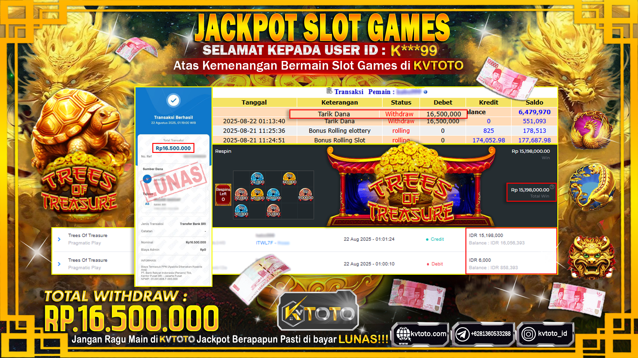 ✨ JACKPOT Di SLOT TREES OF TREASURE✨