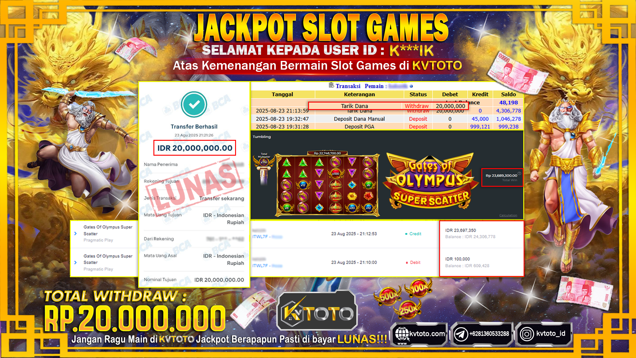 ✨ JACKPOT Di SLOT GATES OF OLYMPUS SUPER SCATTER ✨
