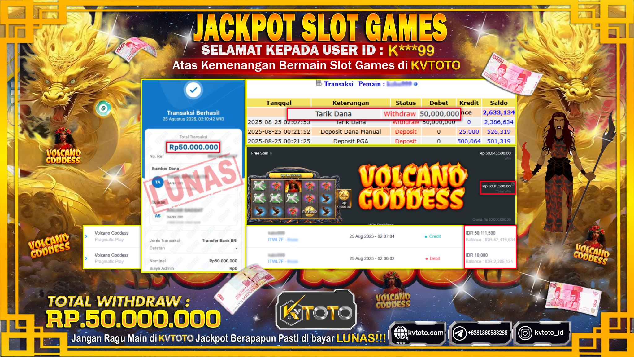 ✨ JACKPOT Di SLOT VOLCANO GODDESS✨