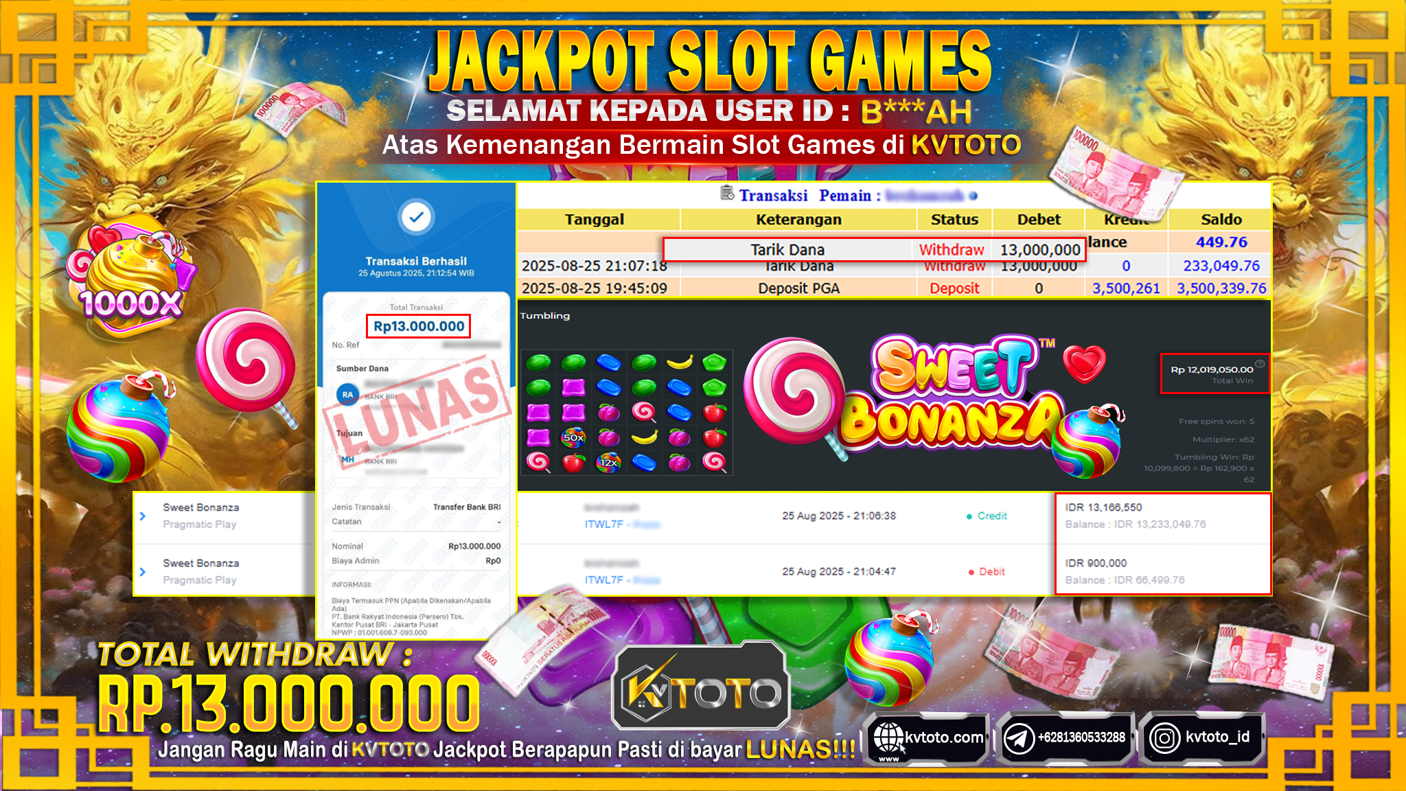 ✨ JACKPOT Di SLOT SWEET BONANZA ✨